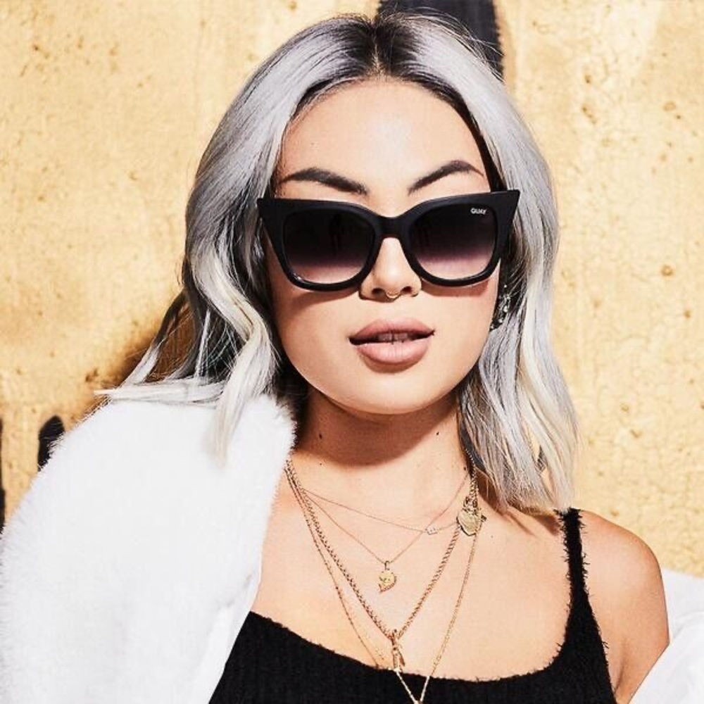 Quay Vintage Cat Eye Don’t @ Me Sunglasses Black Like New